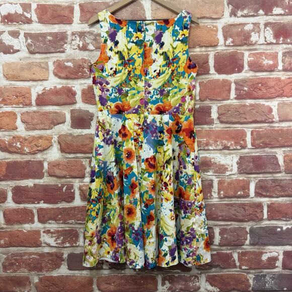 Evan Picone Dress Women's 14 Multicolor Floral Tweed Casual Career Work Zip Up - Picture 2 of 8